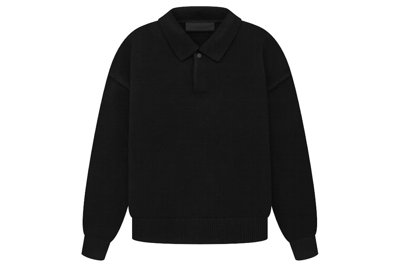 Pre-owned Fear Of God Kids Essentials Knit Polo Black
