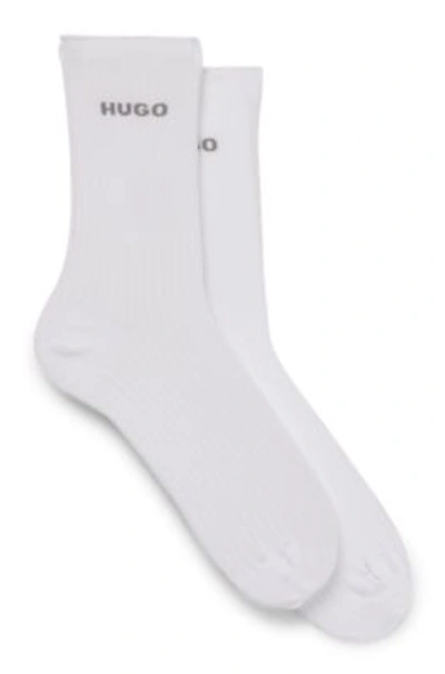 Hugo Two-pack Of Quarter-length Socks With Logo Details In White