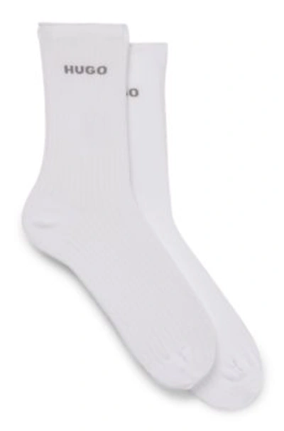 Hugo Boss Two-pack Of Quarter-length Socks With Logo Details In White