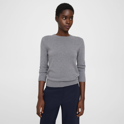Theory Shrunken Crewneck Sweater In Cotton-cashmere In Husky