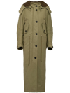 Prada Army Green Satin Cotton Parka Coat In Green