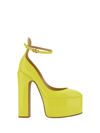 Valentino Tan-go 155 Patent Leather Platform Pumps In Shocking Yellow