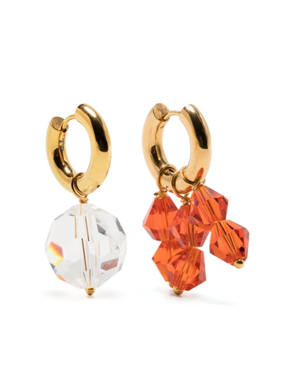 Timeless Pearly Mismatched 24kt Gold-plated Hoop Earrings In Orange