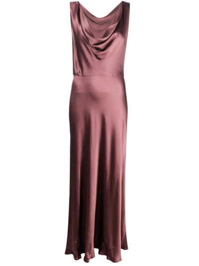 Antonelli Cowl-neck Satin-finish Dress In Violett