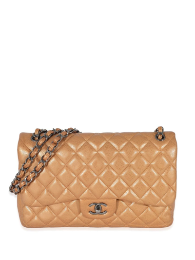 Pre-owned Chanel 2011 Jumbo Double Flap Shoulder Bag In Gold