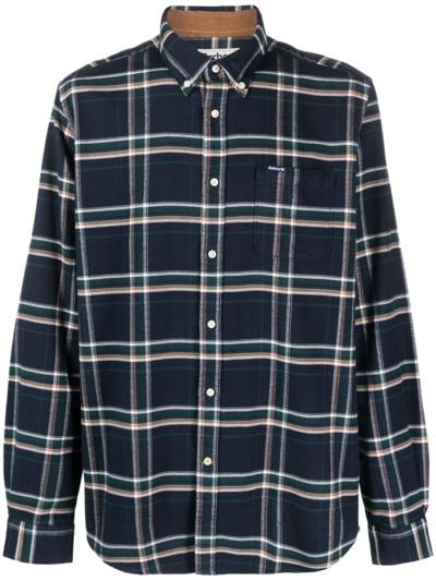Barbour Check-print Cotton Shirt In Blue