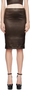 DOLCE & GABBANA BROWN DARTED MIDI SKIRT