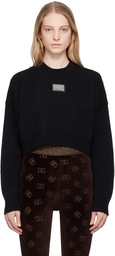 DOLCE & GABBANA BLACK PLAQUE SWEATER