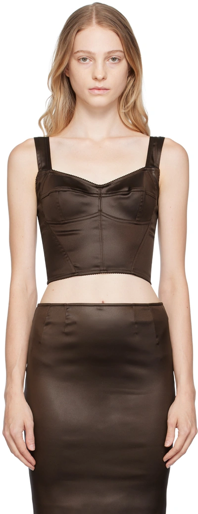 Dolce & Gabbana Brown Bustier Bra In M1512 Dark Brown 4