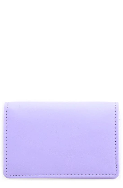 Royce New York Leather Card Case In Lavender- Gold Foil