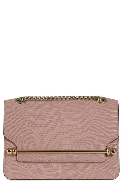 Strathberry Mini East/west Lizard Embossed Leather Shoulder Bag In Blush Rose