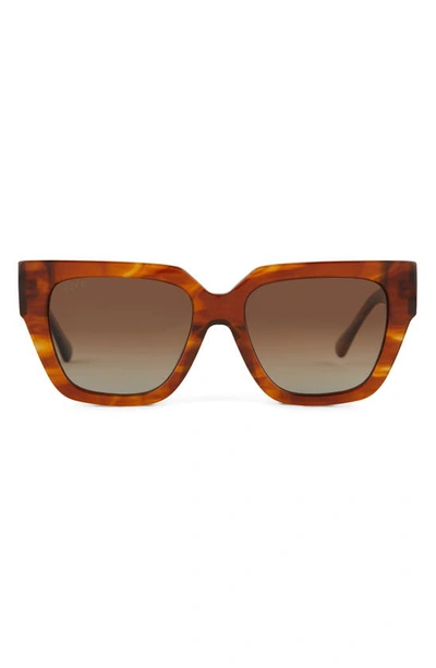 Diff Remi Ii 53mm Polarized Square Sunglasses In Brown Gradient