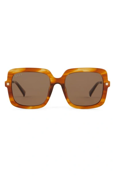 Diff Sandra 54mm Polarized Square Sunglasses In Brown