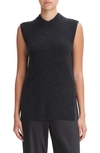 Vince Ribbed Cashmere And Wool Sleeveless Tunic Sweater In Heather Charcoal