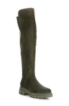 Bos. & Co. Fifth Waterproof Knee High Boot In Olive/ Khaki Suede Stretch