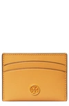 Tory Burch Robinson Leather Card Case In Light Mango