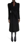 BALENCIAGA ROUND SHOULDER CASHMERE & WOOL BLEND WRAP COAT