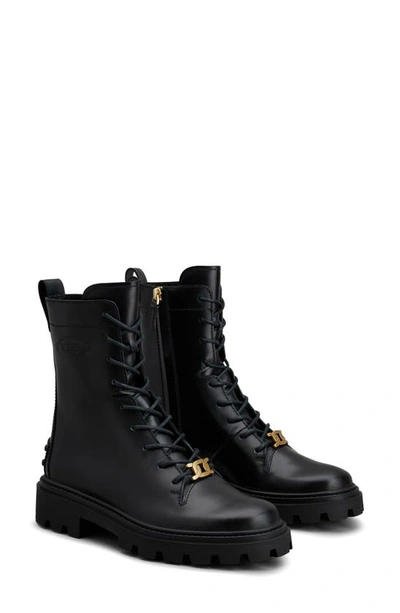Tod's Tods Logo-plaque Leather Boots In Black