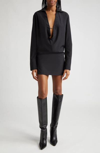 Dion Lee Circle Draped Shirt Minidress In Black