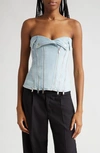 Dion Lee Strapless Denim Top In Cyan