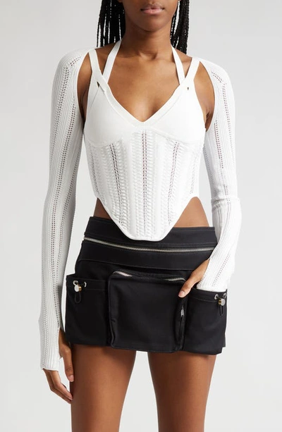 Dion Lee Column Open-knit Corset Top In Ivory