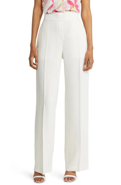 Hugo Boss Relaxed-fit High-waisted Trousers With Wide Leg In Soft Cream