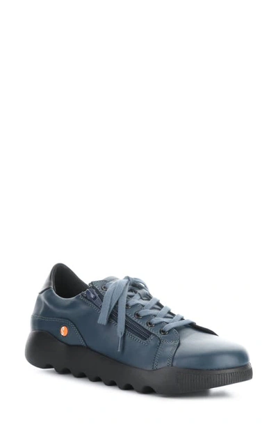 Softinos By Fly London Whiz Sneaker In Denim/ Black Smooth Leather