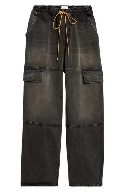 Rhude Plateau Denim Cargo Pants In Black