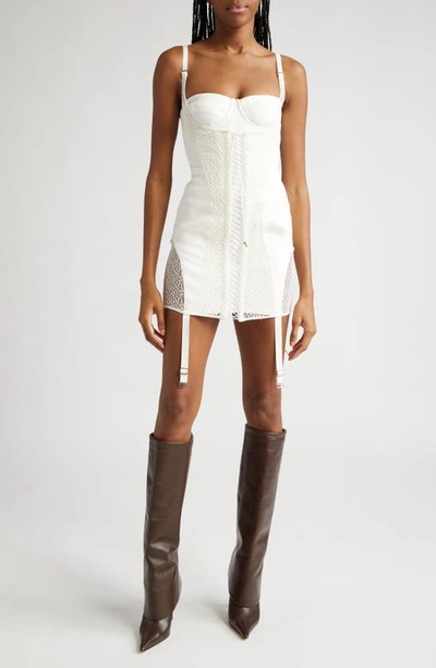 Dion Lee White Lace-up Minidress In Ivory