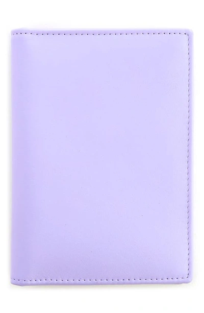 Royce New York Leather Vaccine Card & Passport Holder In Lavender - Silver Foil