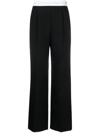 ALEXANDER WANG BLACK LOGO-WAISTBAND WOOL TROUSERS