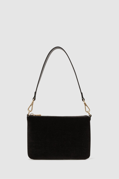 Reiss Bleeker - Black Velvet Handbag, One