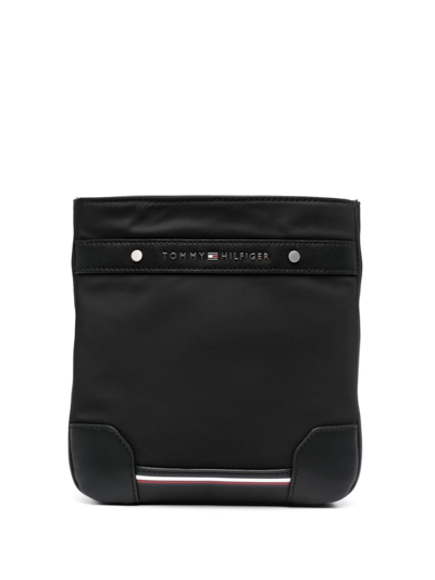 Tommy Hilfiger Mini Central Leather Messenger Bag In Black