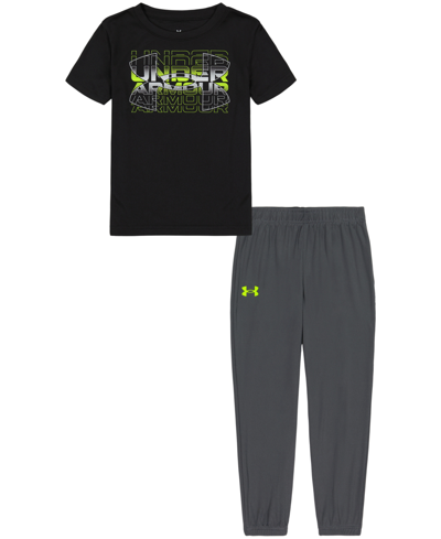 Under Armour Little Boys Translucent Logo T-shirt And Joggers Set In Black