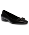 Anne Klein Cora Womens Chain Textured Ballet Flats In Black Smooth