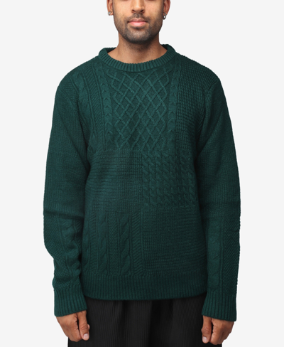X-ray Men's Crewneck Mixed Texture Sweater In Forest Green