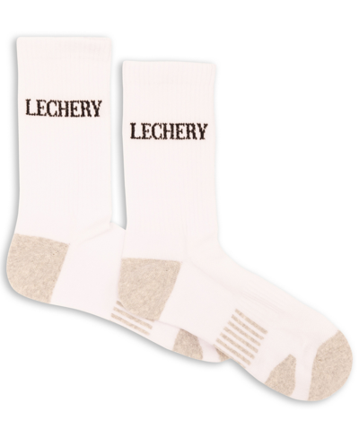 Lechery Unisex European Made Sports 1 Pair Of Crew Socks In White