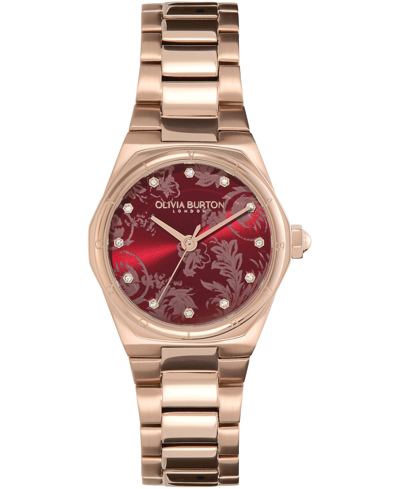 Olivia Burton Women's Sports Luxe Hexa Mini Carnation Gold-tone Stainless Steel Bracelet Watch 28mm In Red/rose Gold