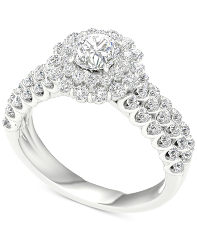 Macy's Diamond Double Halo Multi-row Engagement Ring (1-1/2 Ct. T.w.) In 14k White Gold