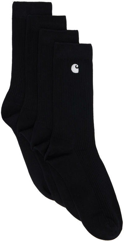 Carhartt Two-pack Black Madison Socks In 1a5 Black / White