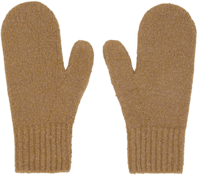 Acne Studios Tan Soft Mittens In 640 Camel Brown