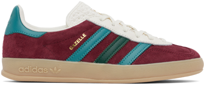 Adidas Originals Gazelle Indoor Sneakers Collegiate Burgundy / Arctic Fusion In Red