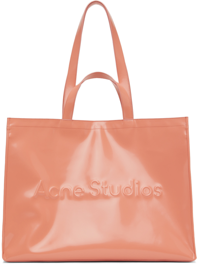 Acne Studios Pink Logo Shoulder Tote In Ad2 Salmon Pink
