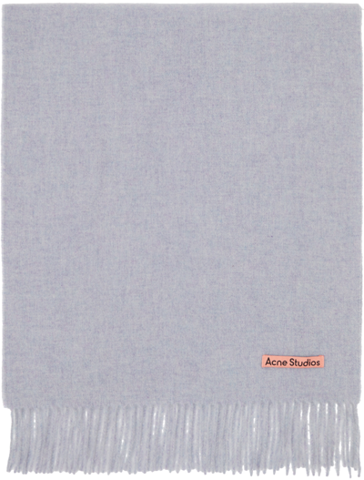 Acne Studios Canada Narrow Fringe Scarf In Powder Blue Mã©lange