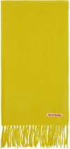 Shop Acne Studios Green Skinny Fringe Scarf In Acid Yellow
