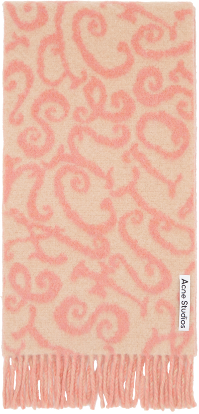 Acne Studios Pink Monogram Jacquard Scarf In Dj2 Pink/light Pink