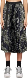 Sacai Bandana-print Pleated Skirt In 201 Navy