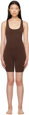 Skims Brown Outdoor Mid Thigh Onesie Jumpsuit In Cocoa