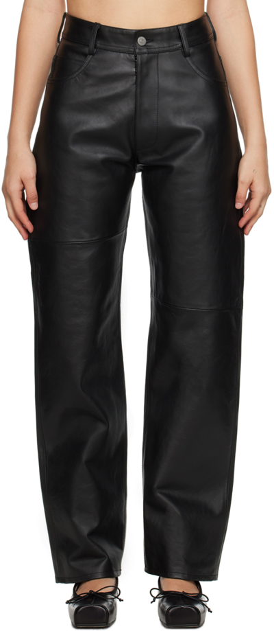 Mm6 Maison Margiela Black Paneled Leather Pants In 900 Black
