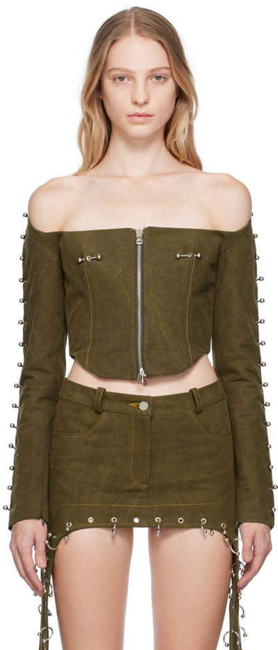 Lado Bokuchava Khaki Mars Jacket In Wood Brown